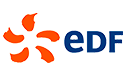 Logo EDF : Symbole de l'Énergie Française et du Groupe Logo d'EDF : une icône stylisée orange en forme de fleur ou d'hélice à cinq pétales à gauche, et le texte bleu "edf" à droite.
