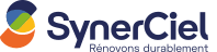 Logo SynerCiel : Rénovation Durable et Énergie Logo SynerCiel avec un pictogramme coloré évoquant un S stylisé et le slogan "Rénovons durablement".